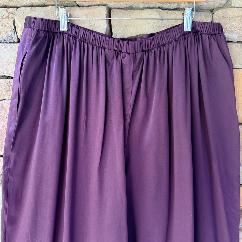 Lane Bryant Womens 22/24 Silk Trousers Plum Purple Pleated Elastic Waist Office - Picture 6 of 16